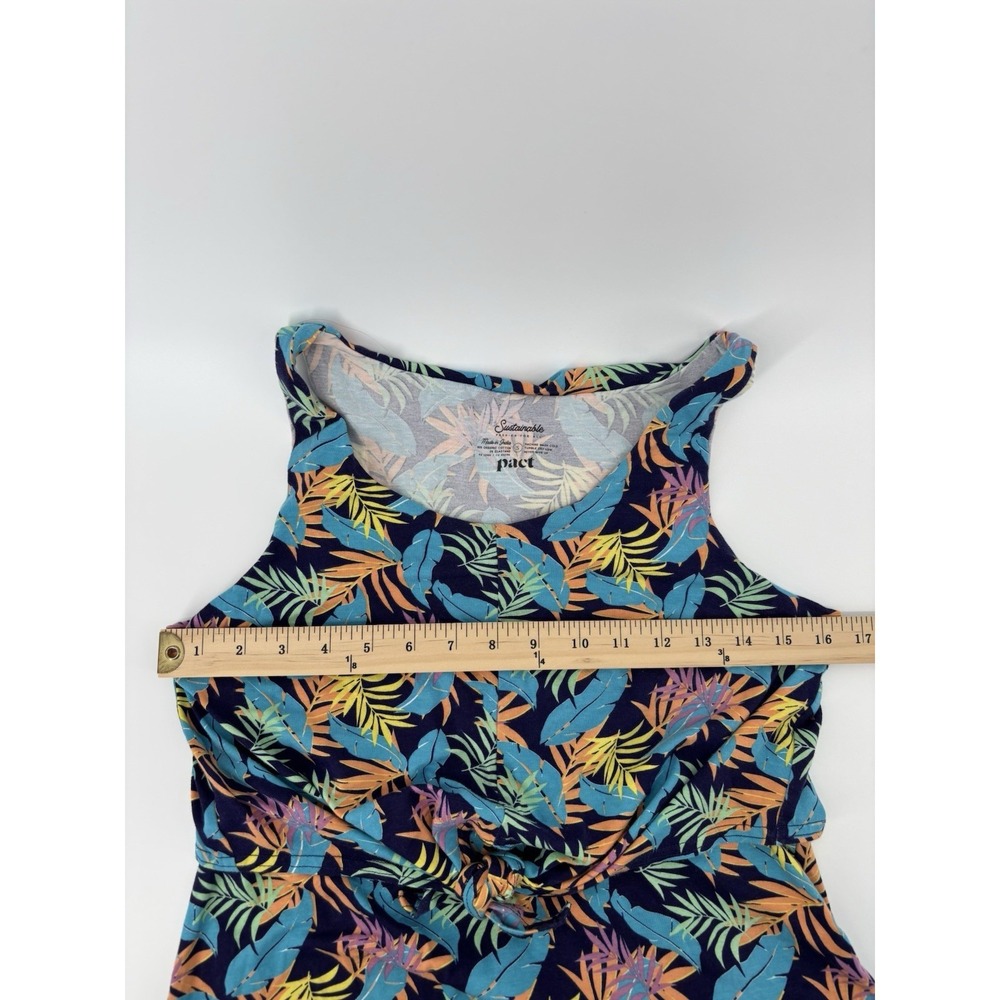 Pact Organic Cotton Tie Front Tank Dress Sz S Tropical Resortwear Momcore Chic - Picture 6 of 8